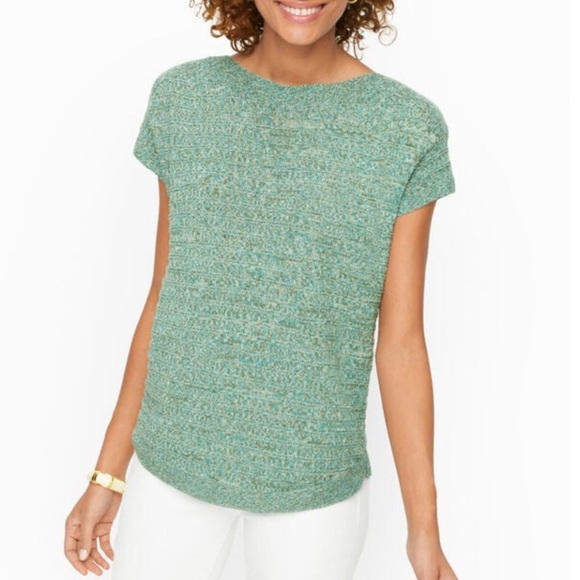Talbots Tops - Talbots LINEN BATEAU NECK PULLOVER - TEXTURED STRIPE size M